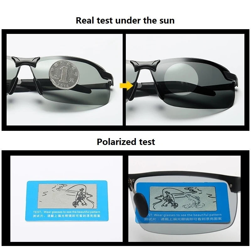 Photochromic Polarized Driving Chameleon Men Sunglasses