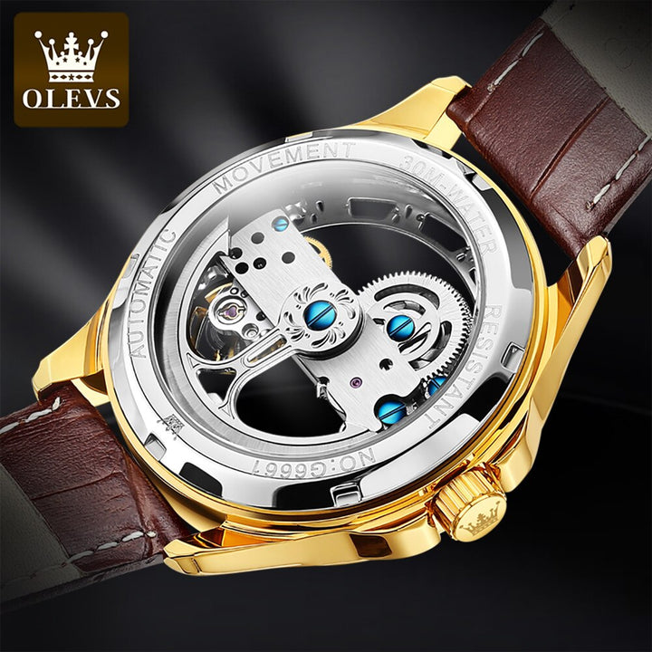 OLEVS Mechanical Luxury Hollow out Skeleton watch