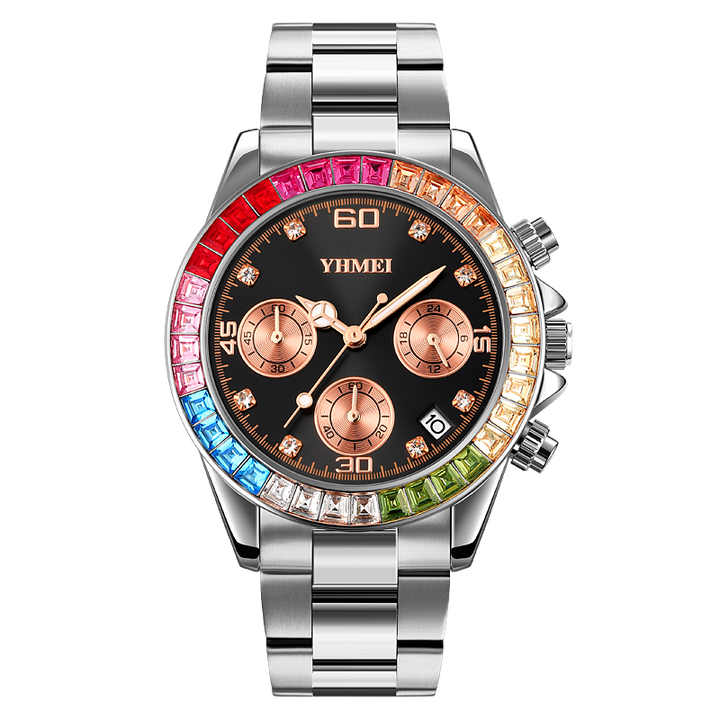 Luxury Rose Gold Fashion Quartz Diamond Elegant Watch