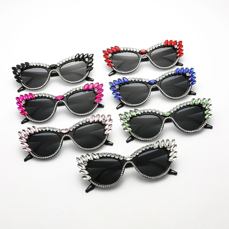 Cat Eye Colorful Big Diamond Droplet women Sunglasses – UnisexStuff