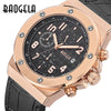 BAOGELA Men's Chronograph Quartz Watches New Waterproof Sports Casual Wrist Watch Man Leather Strap Clock 1805 Rose Black