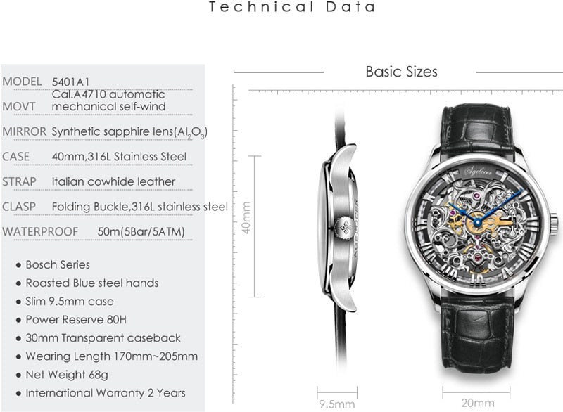 AGELOCER New Number Sport Design Mechanical Watch