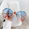 Frameless Cut Edge Diamond Studded Sunglasses For Women Men Fashionable UV Protection Sun Glasses Rimless Cut Edge Eyewear