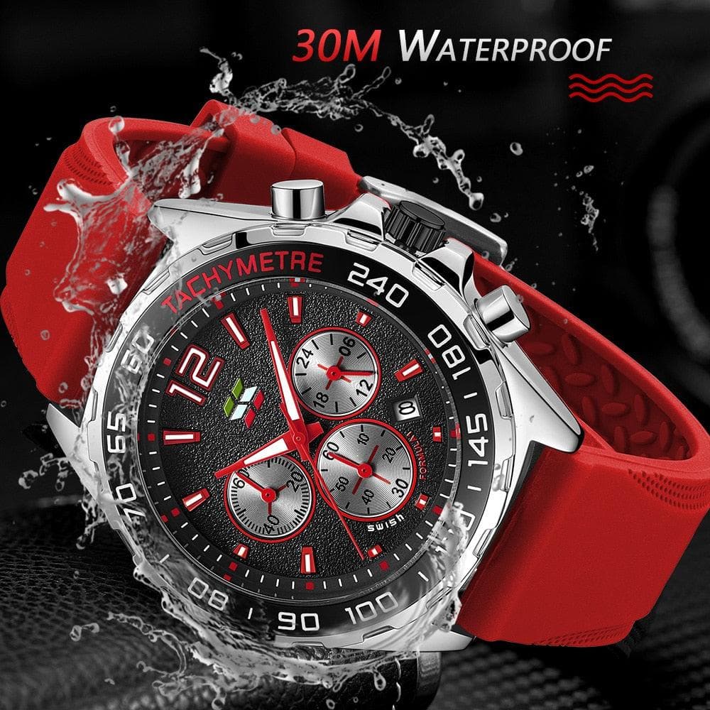 SWISH Design Sports Chronograph Quartz Rubber Strap Waterproof watch - UnisexStuff