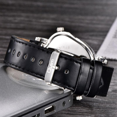 Oulm Unique Design Multipel Time Zone Leather Strap Male Quart Fashion watch - UnisexStuff