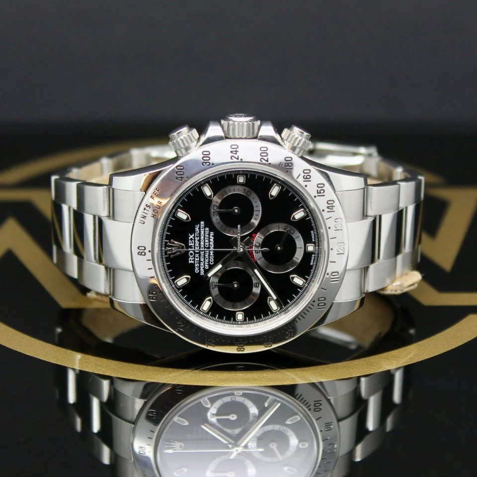 Rolex Daytona Stainless Steel Black Dial Watch